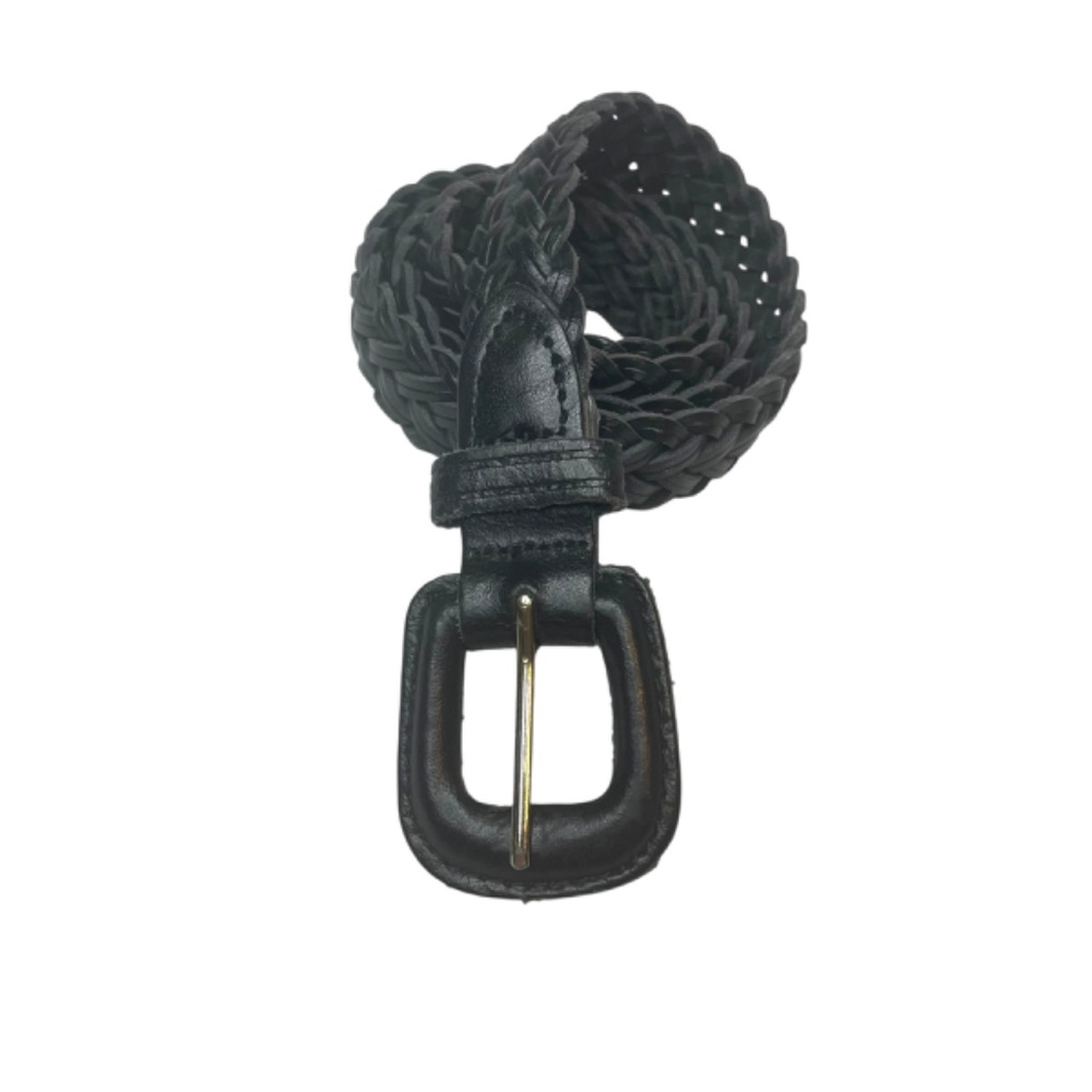 Black Leather Braided Belt